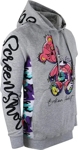 Vista 6 de SCREENSHOT Sudadera urbana de forro polar para hombre, diseño de dibujos animados de animación, parche bordado de gel
