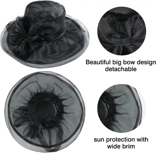 Vista 6 de Lawie Sombrero de fiesta de té para mujer y niña, sombrero de iglesia, funerario, cóctel, Pascua, organza británica, velo, sombrero de vestir