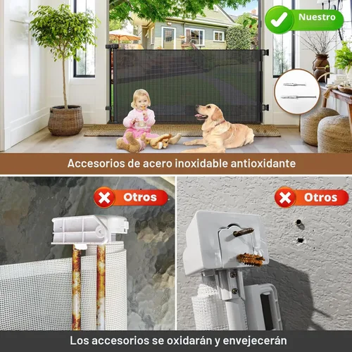 Vista 3 de Puerta retráctil para exteriores resistente a la intemperie para perros con tornillos y varillas de acero inoxidable que no se oxidan, puertas
