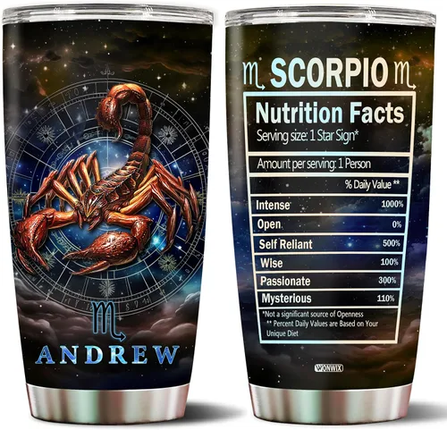 Vista 10 de Regalos personalizados de acuario para hombres, taza de café de acero inoxidable de 20 onzas, constelación del zodiaco, astrología, regalo