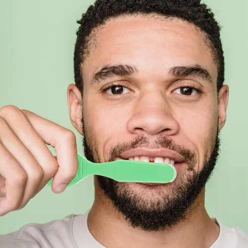Vista 7 de Cepillo de dientes con mango para limpieza de dientes, 10 Uds