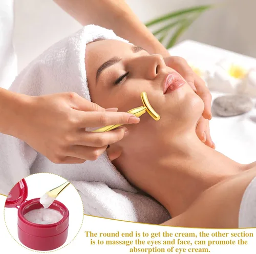 Vista 7 de 2 piezas de aplicador de crema para ojos de metal, rodillo facial masajeador, varita de masaje para ojos, mujeres y niñas, masajeador facial