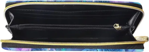 Vista 4 de FOR U DESIGNS Cartera larga con cremallera alrededor de las mujeres de la PU del teléfono del embrague de la tarjeta del, Mariposa estética arco iris