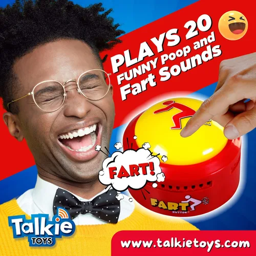 Vista 3 de Talkie Toys Products Botón de pedo - Se ilumina y reproduce 20 sonidos divertidos de pedos - Divertido regalo de broma y broma - Regalo divertido