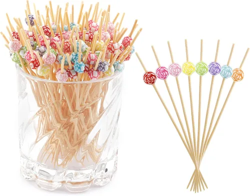 Vista 13 de 100 piezas de palillos de cóctel para bebidas, decoraciones de San Valentín, palillos de dientes elegantes para aperitivos, palillos de dientes