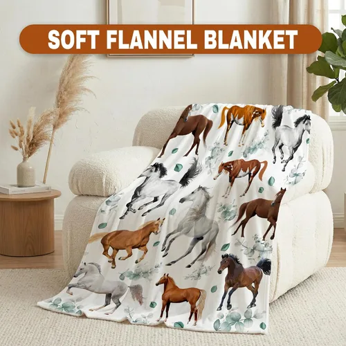 Vista 5 de Mantas de Caballo Regalos para Niñas y Niños, Manta de Franela Floral Ultra Suave para Decoración de Sofá/Sofá/Viajes/Campamento, Regalos