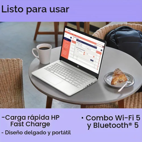 Vista 4 de HP 14 portátiles, Intel Celeron N4120, 8 GB de RAM, 128 GB eMMC + tarjeta