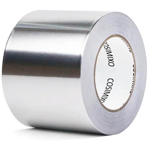 Vista 7 de Cinta adhesiva de papel de aluminio plateado COSIMIXO 3 pulgadas x 55 yardas, resistente, sellado y parcheado de alta temperatura, perfecta