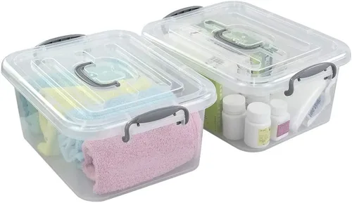 Vista 2 de Kekow Paquete de 2 cajas de almacenamiento transparentes, recipientes de plástico con tapas, 8 L