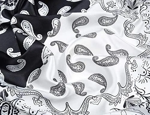 Vista 5 de corciova - Bufanda cuadrada grande para mujer, diadema sedosa para cabello rizado, lazo para dormir por la noche, bandana a la moda, 35 x 35 pulgadas
