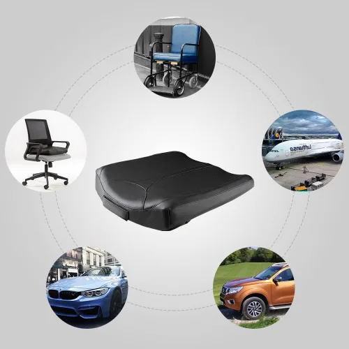 Vista 8 de Cojín de asiento de espuma viscoelástica de cuero para coches para personas bajas, para aliviar el dolor de cadera (coccis/cóccix) y de espalda