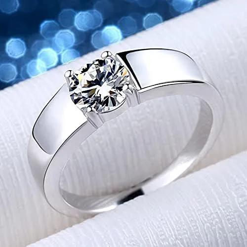 Vista 2 de Anillos de moissanita de 4 puntas para hombre 1 quilate de 0256in solitario de moissanita anillo de promesa de cumpleaños para hombre plata de ley