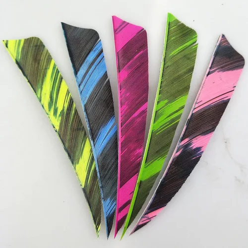 Vista 5 de AMEYXGS Paletas de flecha natural de 4 pulgadas con plumas de pavo con flechas de 4.2 in, veletas para flechas de bricolaje, accesorios de 50
