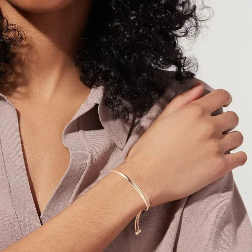 Vista 2 de WOWORAMA Pulseras deslizantes ajustables para mujer, pulsera de amistad para mujer, pulsera bolo de oro, oro blanco, oro rosa