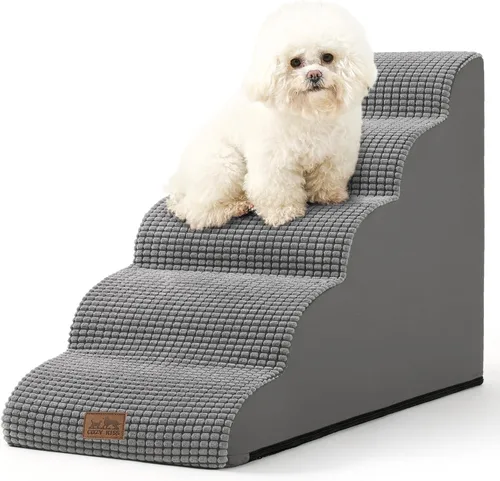 Vista 21 de COZY KISS Escaleras para perros pequeños de 11.8 pulgadas de alto, escalón curvado para cachorros, gatos mayores, rampa mediana para mascotas