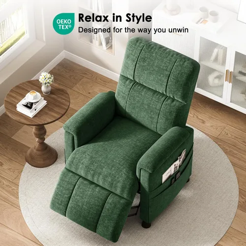 Vista 8 de Pipishell Silla reclinable eléctrica para adultos, reclinable eléctrico con control remoto, reclinable/reposapiés ajustable, tela de felpilla, cojín