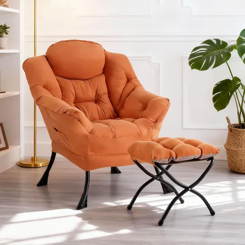 Vista 11 de Furlide - Silla perezosa con otomana, silla moderna con reposapiés plegable, silla de acento de salón, silla de lectura cómoda, sillones grandes