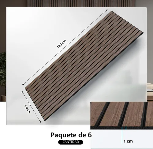 Vista 4 de Paquete de 6 paneles acústicos de pared, paneles absorbentes de sonido de 47.2 x 23.6 pulgadas, paneles decorativos a prueba de sonido para el nogal