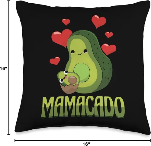 Vista 4 de Avocado By VM Mamacado - Almohada divertida con diseño de fruta de aguacate verde, 16 x 16 pulgadas, multicolor