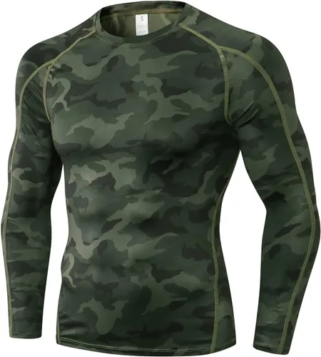 Vista 15 de SPVISE Compression Shirt Men Long Sleeve Workout Gym Shirts Baselayer Top Negro