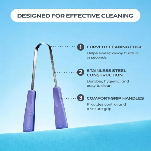 Vista 4 de drTung's Raspador de lengua de acero inoxidable para adultos y niños, raspador de lengua de metal y limpiador, refresca el aliento, cuidado