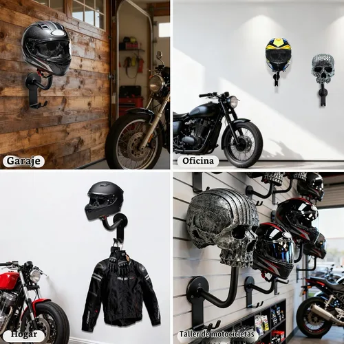 Vista 7 de Soporte para casco de calavera, soporte de pared para casco con ganchos, colgador de casco para abrigos, gorras, béisbol, casco de rugby, accesorios