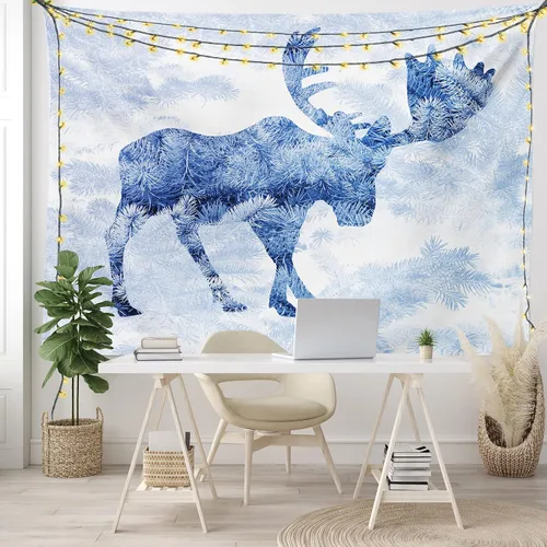 Vista 71 de Ambesonne Tapiz de hongos, atmósfera psicodélica, escena astral estrellada con motivos orientales trippy, decoración de tela para colgar en la pared