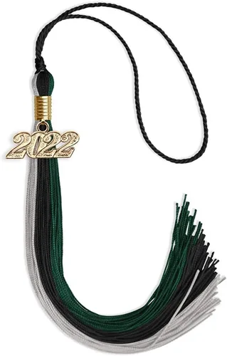 Vista 131 de Endea - Borla de graduación de triple color con gota de fecha dorada (negro/dorado/granate, 2020)