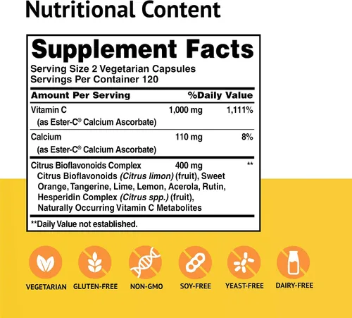 Vista 2 de Ester-C® 500 mg con bioflavonoides cítricos Veg. Cápsulas 240