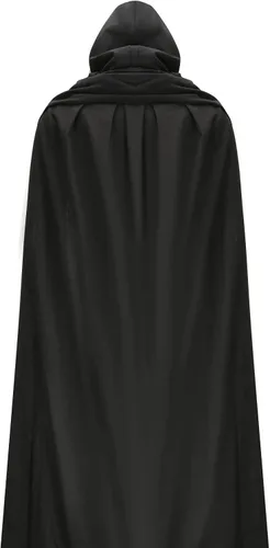 Vista 3 de Disfraz de caballero Darth Revan para hombre, conjunto completo, túnica con capucha, capa negra, uniforme de batalla, medieval para Halloween