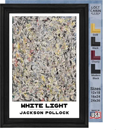 Vista 18 de Ritmo de otoño de cabaña perdida por Jackson Pollock Impresión en marco plano negro Reproducción de pintura de obras de arte fino Póster