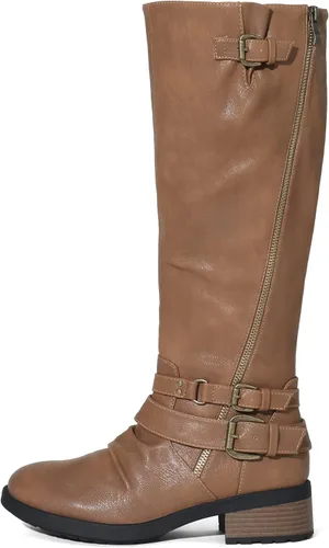 Vista 3 de DREAM PAIRS Botas de equitación hasta la rodilla para mujer de pantorrilla ancha