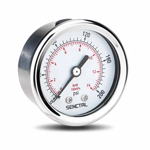 Vista 12 de SENCTRL - Medidor de presión de vacío de 30inHg, esfera de 2", NPT de 1/8, montaje inferior, estuche de acero inoxidable, resistente al agua