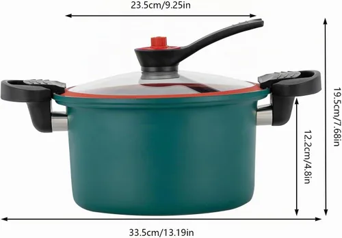 Vista 6 de Olla de cocción lenta a presión de 1.8L para conservar, olla de presión al vacío, utensilios de cocina antiadherentes para microondas, olla
