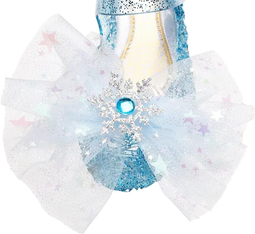 Vista 3 de OMGard Zapatos de gelatina para niñas, sandalias de cumpleaños de princesa de reina de la nieve para niñas pequeñas, sandalias azules con purpurina