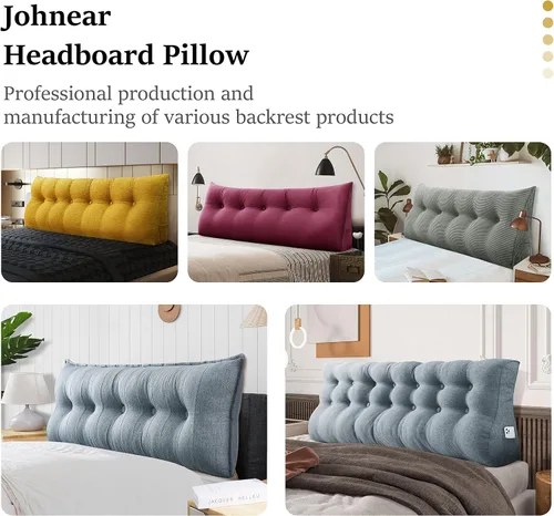Vista 7 de Almohadas de cuña para cabecero, almohada de lectura, almohadas de respaldo para sentarse en la cama, cojín triangular grande, cojín de algodón