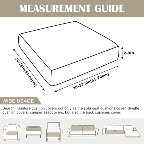 Vista 3 de SearchI Fundas de Cojín Elásticas de Jacquard para Sofá, Fundas de Cojín de Repuesto, Fundas Deslizables, Funda Elástica para Asiento de Sofá