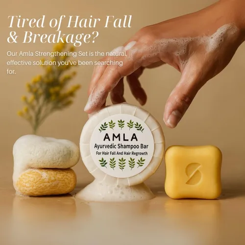 Vista 7 de Nature Skin Shop Barra de champú Amla, fórmula ayurvédica para el crecimiento y la fuerza del cabello, con Shikakai para un cabello más completo