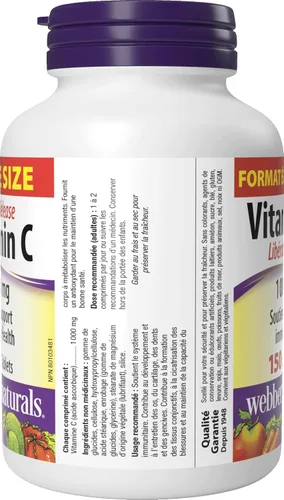 Vista 9 de Webber Naturals Vitamina C liberación temporizada 1000 mg, 150 pestañas