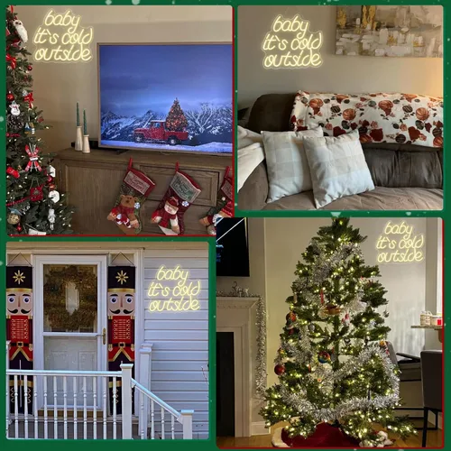 Vista 2 de Looklight Letrero de neón de Navidad "Baby It's Cold Outside" para decoración de pared, luces LED para bar, fiesta, habitación, tienda, ventana