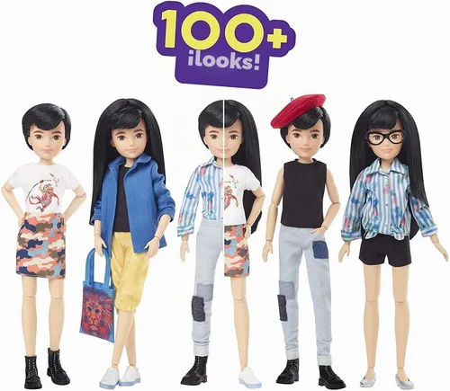 Vista 4 de Creatable World Deluxe - Kit de personajes personalizable, pelo liso negro