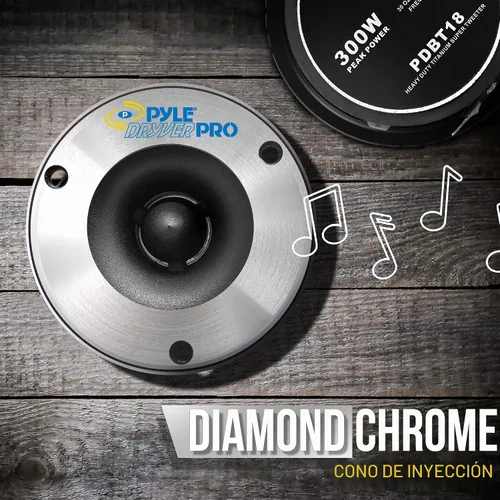 Vista 3 de Pyle Tweeter de cuerno de titanio de 3.75 pulgadas (par) – Acabado de corte de diamante cromado de aluminio con pico de 300 vatios de estructura