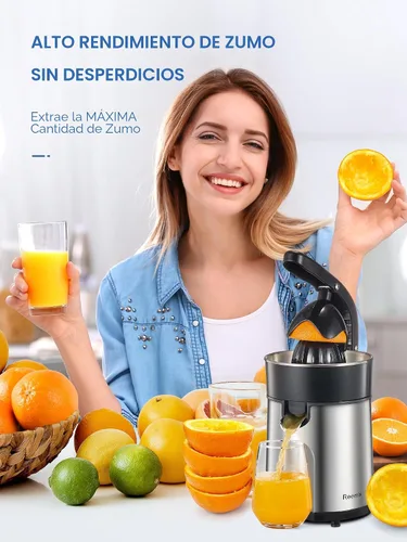 Vista 3 de Exprimidor Eléctrico de Cítricos, Exprimidor de Naranja con Dos Conos Intercambiables, Adecuado para Naranja, Limón y Toronja, Acero Inoxidable