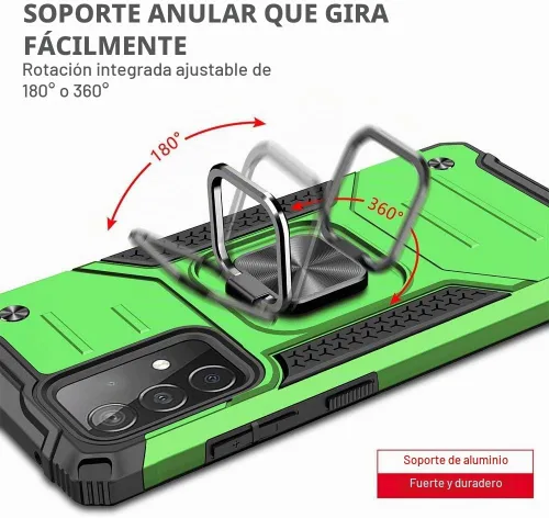 Vista 4 de HNHYGETE Funda para Samsung A52, Galaxy A52 5G, con protector de pantalla HD, a prueba de golpes, resistente a los golpes, con anillo de rotación