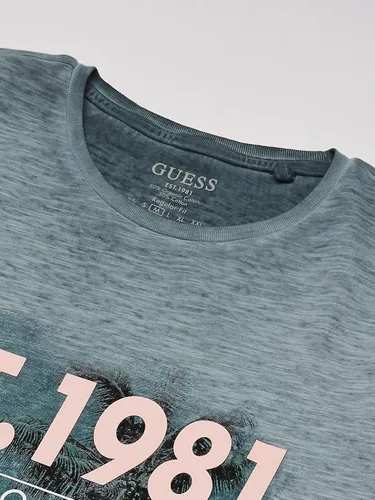 Vista 2 de GUESS Camiseta de manga corta con cuello redondo para hombre