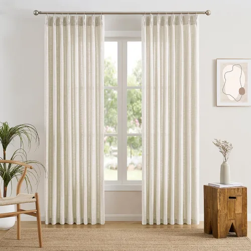 Vista 14 de RAIN CITY - Juego de 2 cortinas de 45 pulgadas de largo con plisado con pellizco, cortinas semitraslúcidas para dormitorio, cuarto de bebé