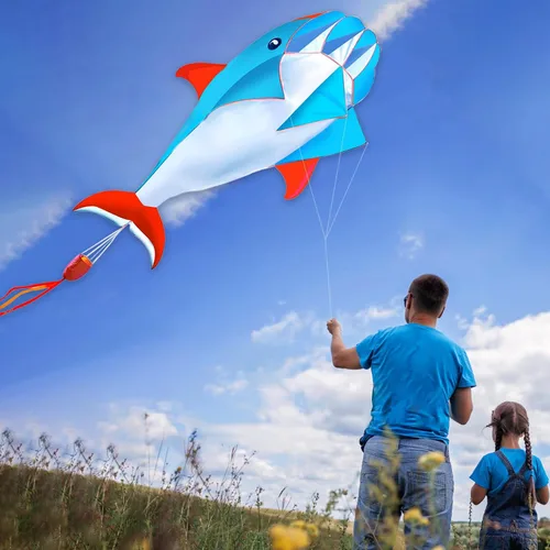 Vista 2 de HENGDA KITE 3D Kite for Kids and Adults,Easy to Fly,Excellent Fabric and Structure Design，Huge Frameless Soft Parafoil Giant Whales Dolphins Kite