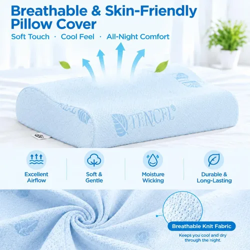 Vista 4 de Almohada de espuma viscoelástica de contorno cervical para dolor de cuello Azul
