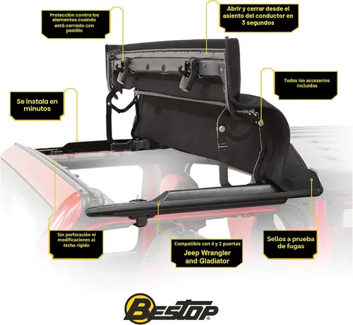Vista 7 de Capota desplazable para automóvil, de Bestop, diamante negro, Negro
