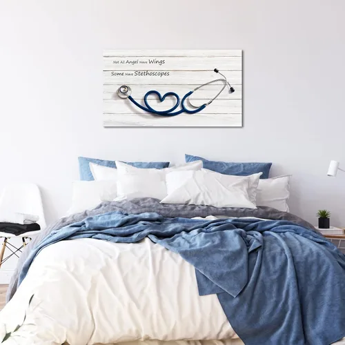 Vista 3 de Biuteawal Lienzo médico para pared, pinturas de estetoscopio, cuadro de instrumento, cuadro de clínica, decoración de salud, impresiones en lienzo